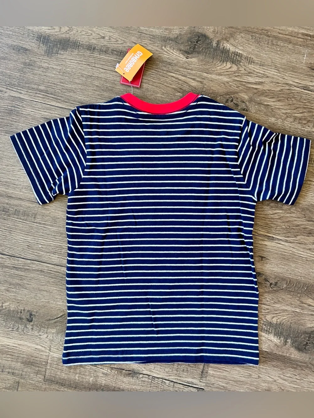 Gymboree|Navy Blue & White Striped Tee with Patriotic Bulldog sz 6